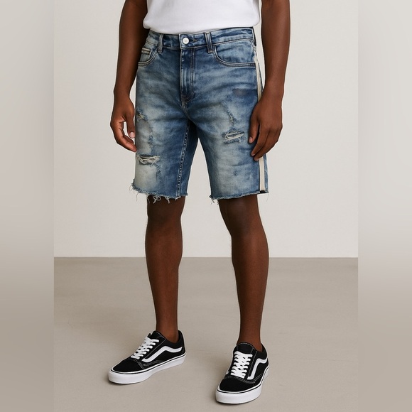 Dope Distressed Denim Shorts Blue Wash Size 34 Men’s - Picture 1 of 6